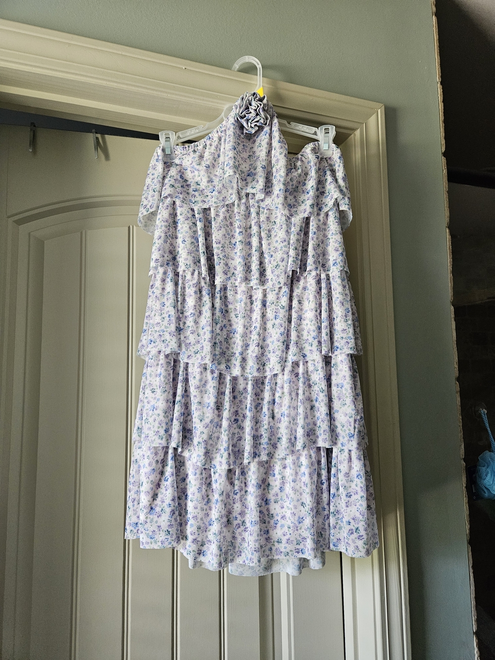 Altar'd State Lavender Floral Tiered Ruffle Mini Dress